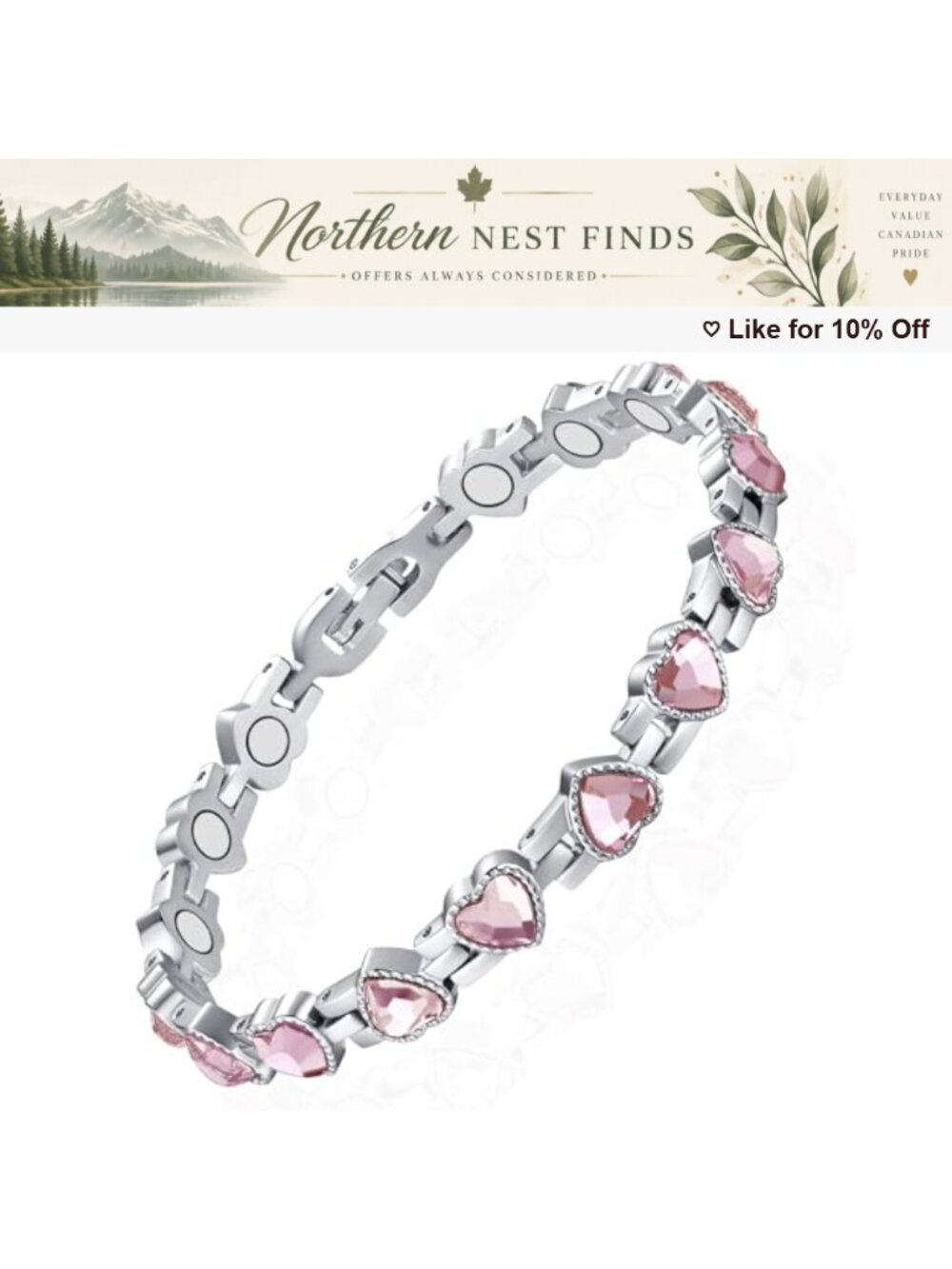 Titanium Steel Magnetic Bracelet Cubic Zirconia Arthritis Therapy Jewelry